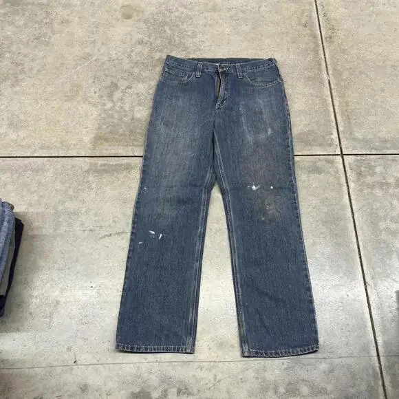 vintage carhartt dark blue relaxed baggy fit jeans size 34 x 32 - Picture 2 of 4